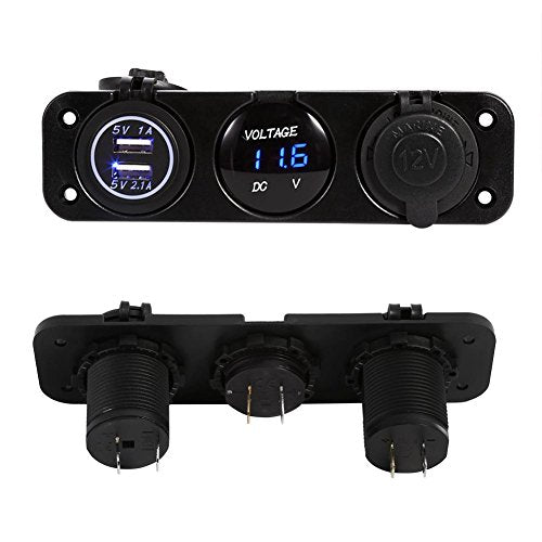 auto dubbele USB-lader poederadapter waterdichte auto boot 3 gat panel USB-lader sigaretaansteker voedingsadapter bus blauw LED voltmeter Electronic Accessoires