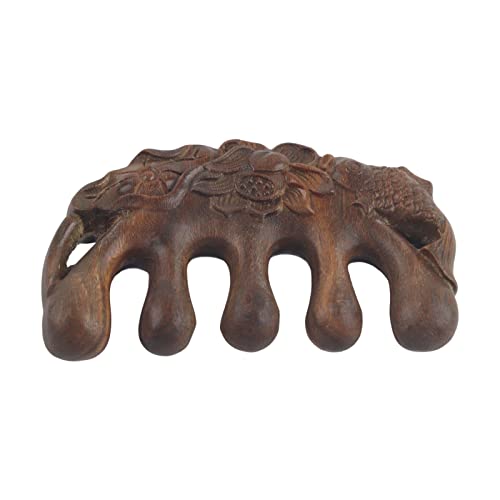 Meridian Wide Tooth Massage Comb, Green Sandalwood Hoofd Hoofd Scalp Massage Comb Thai Massager Maderotherapie voor nek schouder hand 4