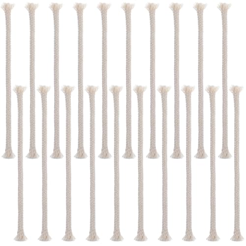 20 st. 6mm Olielamp Wick Vervanging Wick, Ronde Katoenen Wicks voor Olielampen, Gevlochten Katoenen Toorts Vervanging Wick, Alcohol Kaars Brander, Petroleum Lamp, Olie Lantaarn