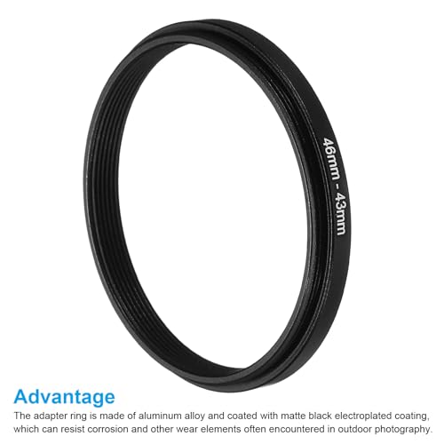 46mm-43mm Metal Step Down Ring, Camera lens Filter Adapter Ring Aluminium Filter Adapter Ring voor Camera Ones Hood, Zwart 4