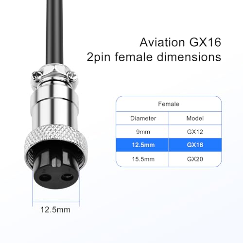 16AWG Sigarettenaansteker GX16 2 Pole Cable 12V Man tot vrouw Connectable Industrial Round Connector Aviation Plug 10FT/3Meter (GX16 2 Pole)