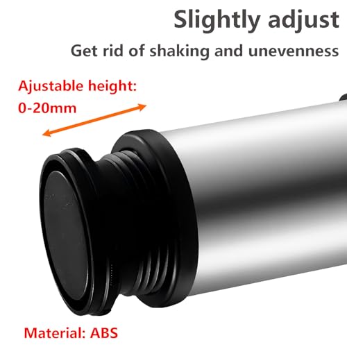 4x Cabinet Benen Meubels Benen Keuken Unit Voeten Tafel Benen Verstelbare Meubels Benen - Chrome Metaal - Verstelbare Hoogte (Totaal: 120m) 5