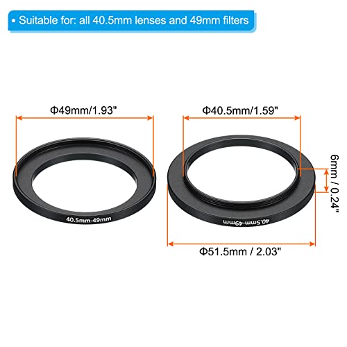 40,5mm-49mm Metalen Take Off Ring 2Pcs Camera Lens Filter Adapter Ring Aluminium Filter Adapter Ring voor Camera Ones Hood Zwart