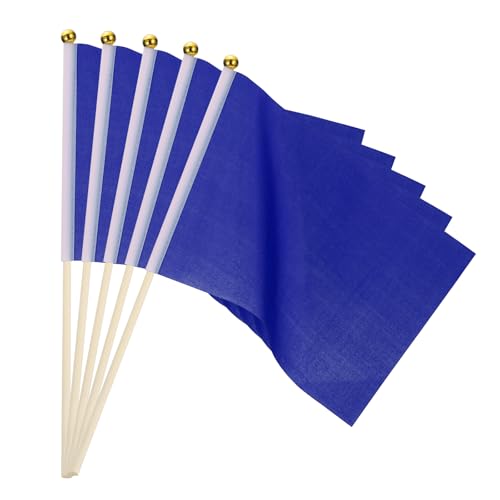 16 st. Blue Flags Spel Solid Blue Flags Kleine Mini Vlaggen op Stick Party Decoraties voor spel, Verjaardag, Carnaval
