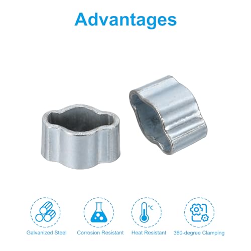 60 st 3-5 mm Dubbele oor slang klem, gegalvaniseerd staal O-Clip Crimp Rings voor brandstof Benzine buis buis passen Joints, zilveren kleur 4