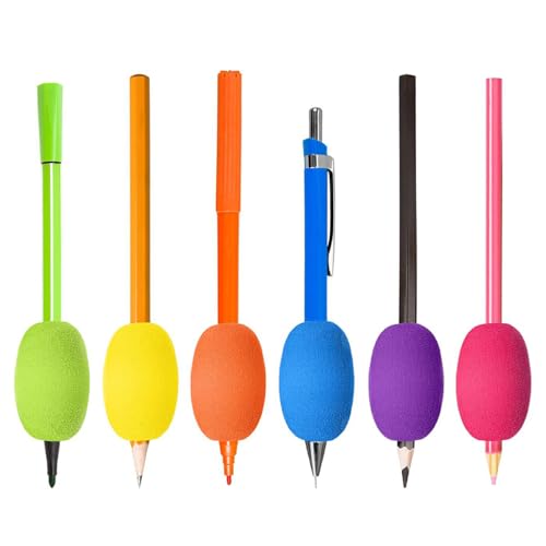 CENPNK 6 stuks Potlood Grips, Egg Pen Potloodhouder Handschrift Grips Pen Stylus Foam Grips Schrijfhulp Zachte Cushioned Foam voor Handschrift Tekening Preschool Supplies 3