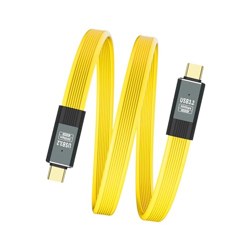 USB C naar USB-C Kabel, USB 3.2 Gen 2, Fast Charging Cable, Ondersteuning 5A/100W Snel laden, Gegevensoverdracht 20Gbps, 8K Video Output bij 60Hz, Thunderbolt 3 Compatibel met geel