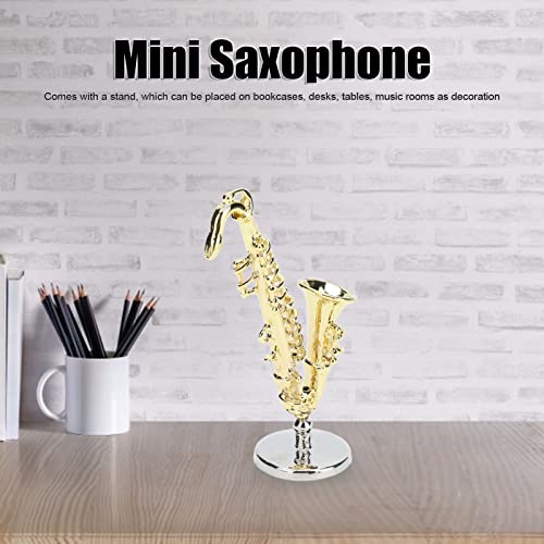 Poppenhuis Saxofoon, Poppenhuis Saxofoon Mini 1:6 levendige prachtige miniatuur muziekinstrumenten met basis voor kinderen speelgoed decoratie geschenk 3