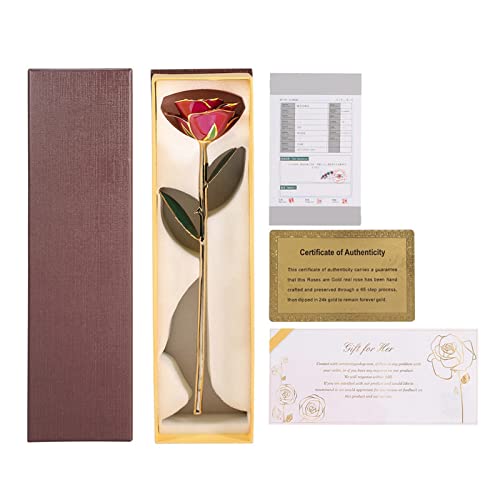 Gouden Rozen Bloemen 24K Gouden Dipped Roos, Eeuwige Roos met Stand voor Verjaardag, Gepersonaliseerde Anniversary Gifts voor Vrouwen, Geconserveerde Echte, Voor altijd liefde 5