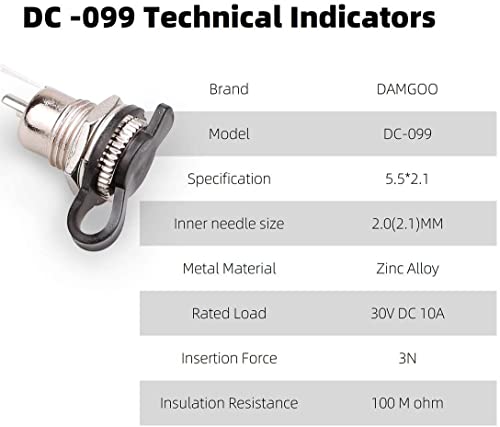 20 st 5.5 x 2.1mm DC Power Jack Socket Socket Vrouwelijke Panel Mount Plug Adapter Lage spanning Connector DC Holle Plug met stofdichte dop 4