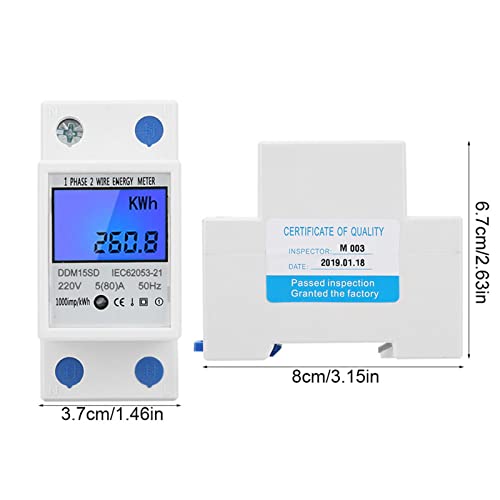 5-80A DDM15SD LCD Backlight Digital Display Single Phase Electronic Energy KWh Meter Energy Meter Spanning Testers 3