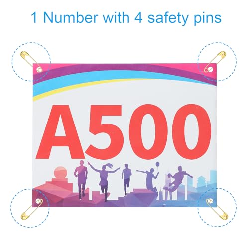 Tearproof Running Bib Numbers 7x6 Inch, 401-500 Shade Waterproof Race Concurrenten Nummers met veiligheidsspeld voor Marathon Sport Game Competition Runner 3