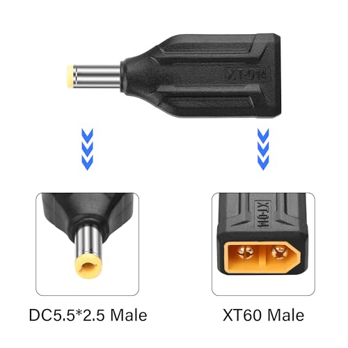XT60 naar DC5525 Adapter XT60 naar DC 5.5mm x 2.5mm Draadloos voor TS100 Soldeerijzer, FPV Monitor, Voeding, Drone (XT-014), Verpakking van 2