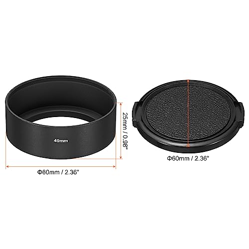 49mm Sun Visor, Standaard Focus, Mat oppervlak, Anti-reflectieve Inner Cap met kap en reiniging, Camera lens kleding, Zwart