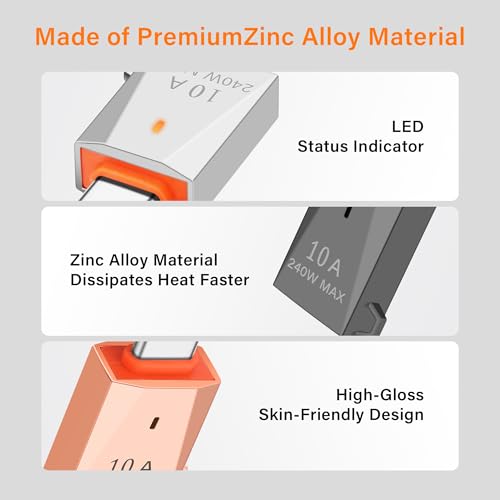 4st USB C naar USB Een Adapter 10A 240W USB 3.0 Type-C naar USB Een vrouwelijke OTG, zinklegering met sleutelhanger, voor laptops, tabletten en telefoons, 4 kleuren 4