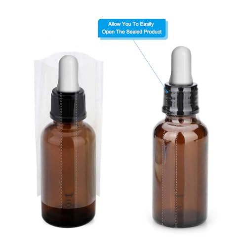 62 x 30 mm PVC Geperforeerde krimpklemmen, Verpakking van 500 krimpfolie voor flessen, glazen, blikken, dozen, Geschikt voor 3,38 tot 1,5 inch diameter caps, transparant 4