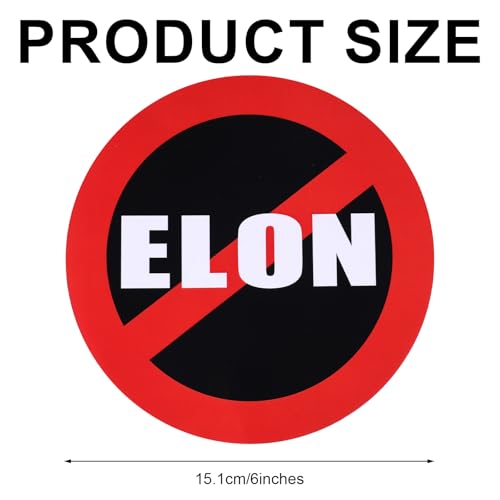 2 st. Anti Elon Bumper Sticker, 15cm Protest Elon Car Stickers Waterdichte Bumper Sticker voor auto laptop venster decoraties (rond)