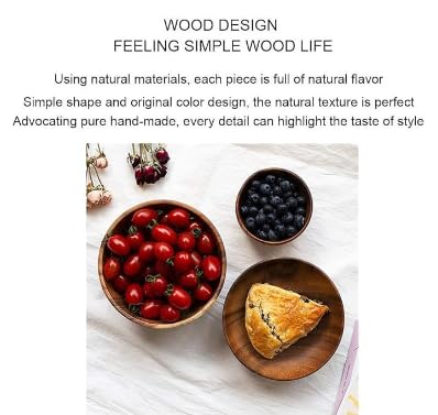 Klassieke grote ronde houten schaal - Solid Wood Bowl voor salade, soep, rijst - Handgemaakt keukengerei(20 * 7cm) 4