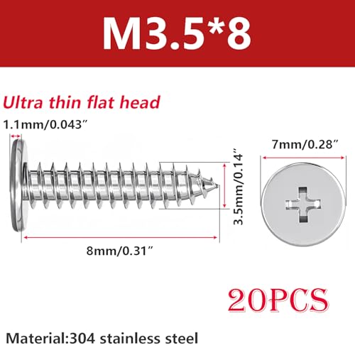 20 super dunne platte kop zelftappende schroef M3.5x8m m