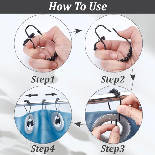 12 stuks Bowknot Douche Gordijn haken, Zwarte ijzeren douche Gordijn ringen Decoratieve douche Hangers ringen voor badkamer Douche Rods Gordijnen 3