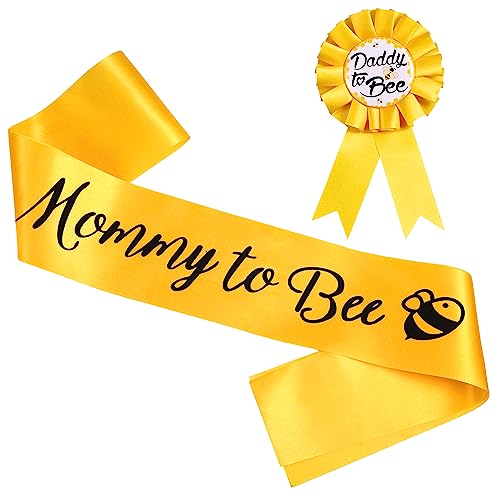 Mama te worden Sash en papa te Bee Tinplate Badge met leuke bijen patroon, gele baby douche decoraties mam te worden Sash Geslacht Reveal Party voor jongens en meisjes zwangerschap Props Keepsake