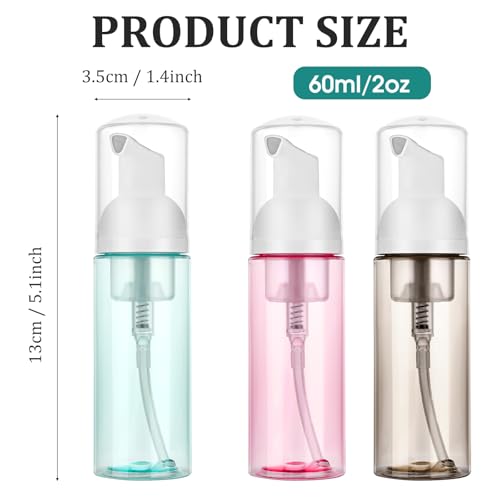 60ml/2oz Schuimpompflessen, 3PCS Lege reis Foaming Dispenser Navulbare Mousse fles reisgrootte Foam pomp fles voor de hand Zeep Lash Cleanser Shampoo gezicht wassen 4