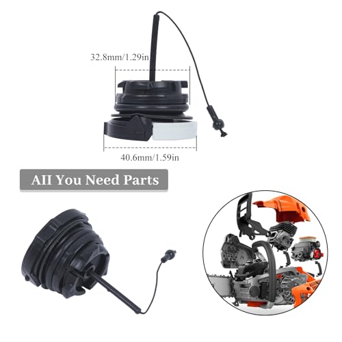 Benzinedop en 1 oliedop compatibel met Stihl kettingzaag FC70, FC70C, FS40, FS40C, tankdop en oliedop voor kettingzaag
