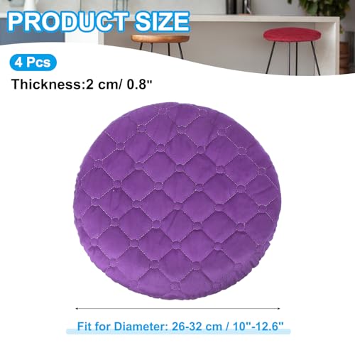 Ronde stoelhoesjes, 4 stuks, Elastische Bar Krukdeksels, Wasbare Kussenhoes, Stretch Bar Stoelhoes voor 25-33cm Stoel Stoel Cover paars