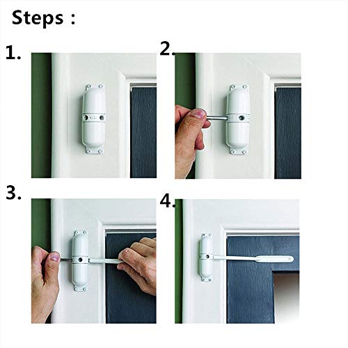 Vering Deursluiter, Automatische deursluiter Stilte Automatisch Sluiten Oppervlak Gemonteerde Brandvrije Deur Handvat Verstelbare Vering (Wit) 3