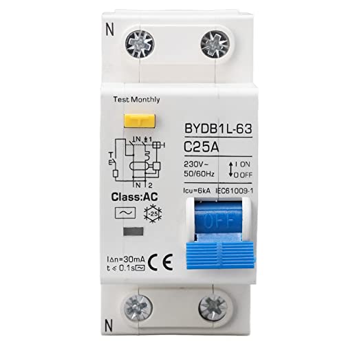 AC 230V Residual Circuit Breaker 30ma C25 1P N Leakage Protector Overload Bescherming Luchtschakelaar voor residentiële Verlichting Distributie Lijnen Zonne-PV-systeem
