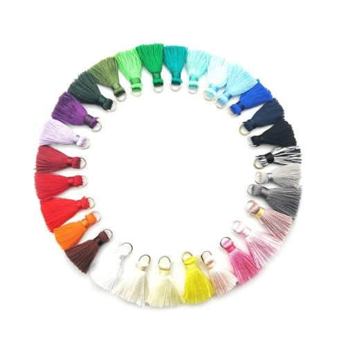 Verpakking van 50 Mini Tassel hangers, 2 cm, Silky Straight Fringes, Tassels, Armband, Sleutelhanger, Ambachten, Tassels voor oorbellen, sieraden, tassen, bladwijzers, DIY ambachten, Accessoires