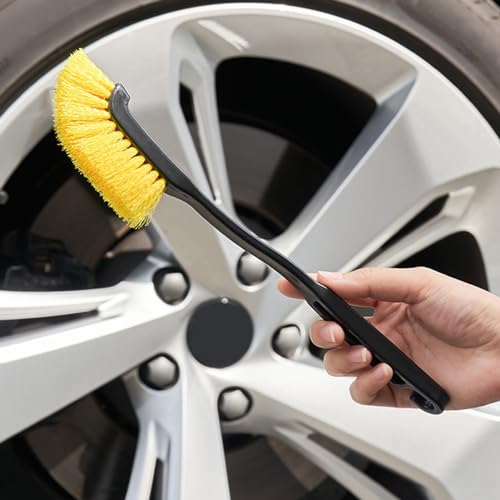 Autowiel schoonmaken borstel, autowiel wassen borstel, anti-krabber lange handgreep ergonomische zachte briebels Car Rim detaillering borstel voor auto 4