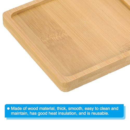 Bamboe Houten Saucer, 4 stuks 10x10cm Vierkante Houten Planten Drainer Bonsai Planten Dish Succulent Plant voor Home Balkon 3