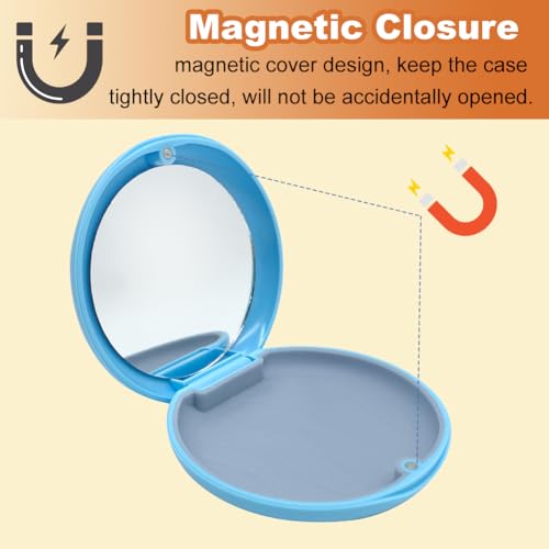 Brackethouder met Spiegel, 2 stuks, Portable Bracket Holder voor Brackets, Lege doos met Alligator Removal Tool (Blue+Blue)