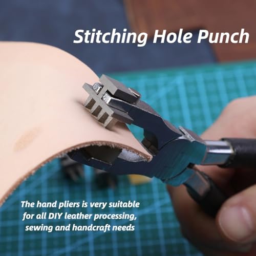 Leer Punch Tang, Stainless Steel Stitching Hole Punch Flat Mondtang Beiteltang Leren Handgereedschappen