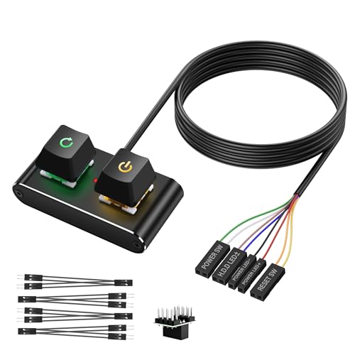 Interne PC/ATX aan/uit schakelaar met RGB LED & HDD activiteitslicht - 2M/6.5FT Bureaubladschakelaar splitter ON OFF Reset voedingskabel voor moederbord aan/uit/reset knop