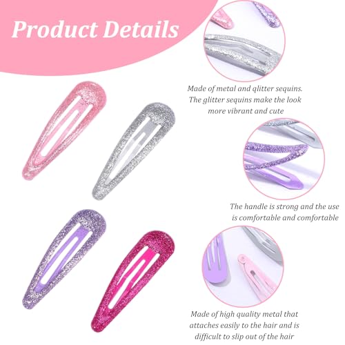 16 Stukjes meisjes haarspeldjes metaal Glitter haar snap clips, kleurrijke sequins haarspeldjes meisjes kinderen Glitter haarspeld Glitter meisjes accessoires zilver 4