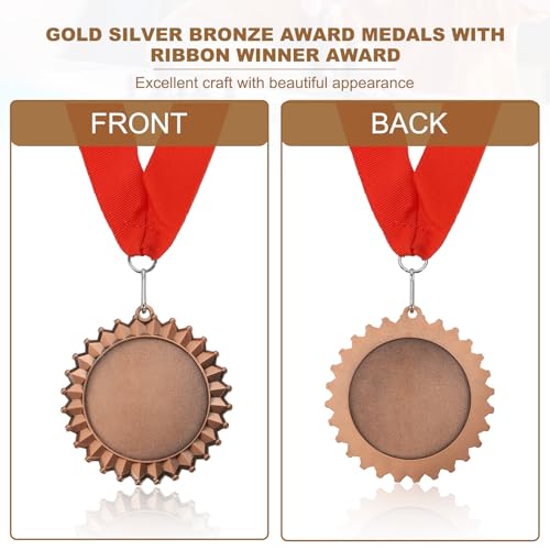 Award medaille, 3e prijs winnaar medaille met rode hals lint 8.5cm brede medaille voor wedstrijden sport bijeenkomsten spelling bijen, brons 4