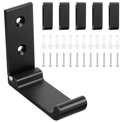 Pack van 6 Garderobe Hooks Schroefhaken Akoestische Panel Hooks Slaapkamer Woonkamer Badkamer Muurhaken voor Jassen Hoed Garderobe Metal 3 Inch zwart