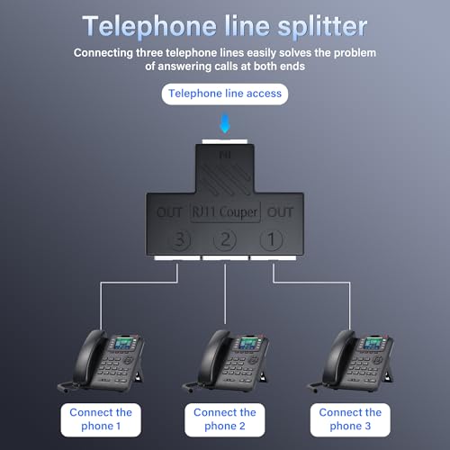 RJ11 koppeling RJ11 vrouw tot 3 vrouw 6P6C Telefoon inline koppeling telefoon uitbreiding adapter voor vaste fax machine (1 tot 3) 3