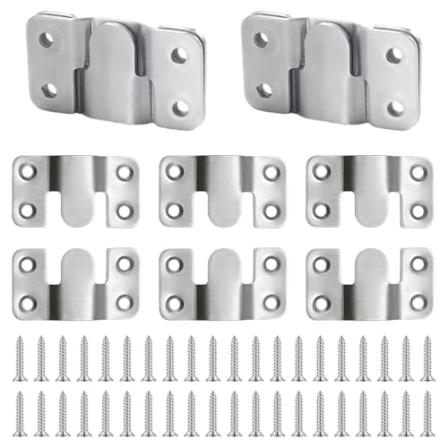 Pak van 10 bevestigingshaakjes, zware roestvrij staal inbouw haakmeubels Connector Muur Mounted Interlocking Z Clip Hook Interlocking Hooks voor foto's, spiegelframes (Zilver)
