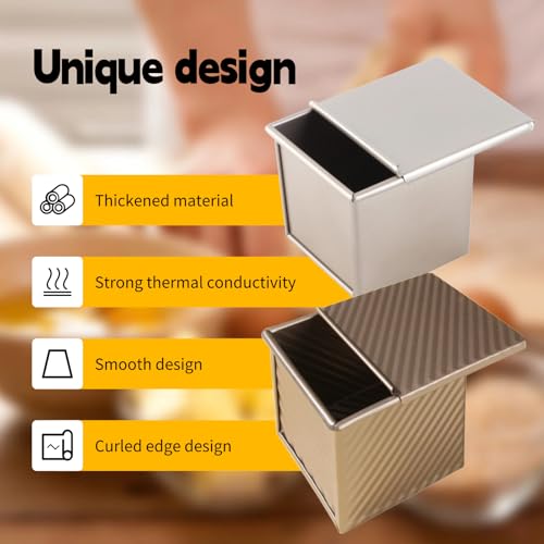 Brooddoos Brood bakken Broodvorm Brood Tin bakken Rechthoekig blad Broodpan Broodpan Brood Pan met deksel voor het bakken Brood Goud Oven bakken (12x11x10cm) 4