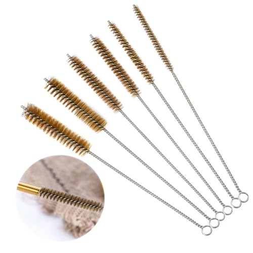 6Pcs Messing Buisborstel set, 8/12/14/16/20/25mm Ronde Wire Brush Clean Borehole Brush Herbrushbare Multifunctionele Buisborstel voor buis, cilinderboren, reinigen van handgereedschappen