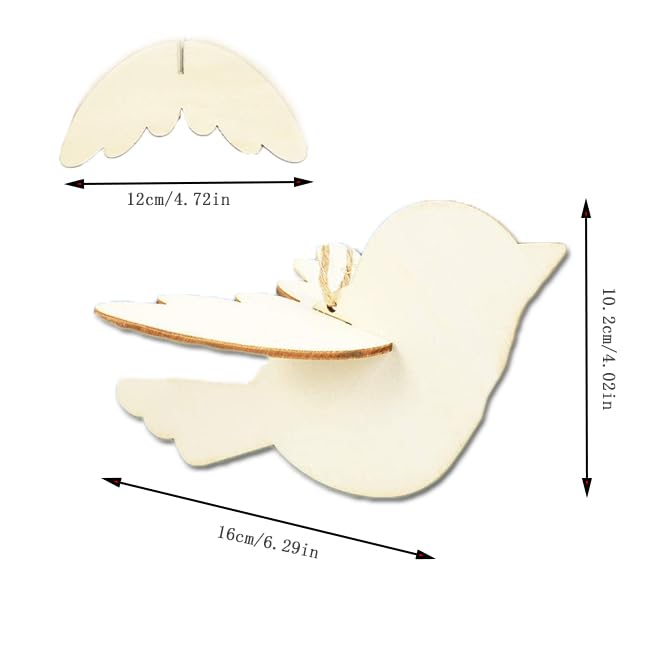 Forlush 15 stuks houten vogels ambachtelijke set, 3D houten vogels, 3D houten vogels gemaakt van hout voor kinderen, voor Pasen, huis decoratie en ambachtelijke sessies etc