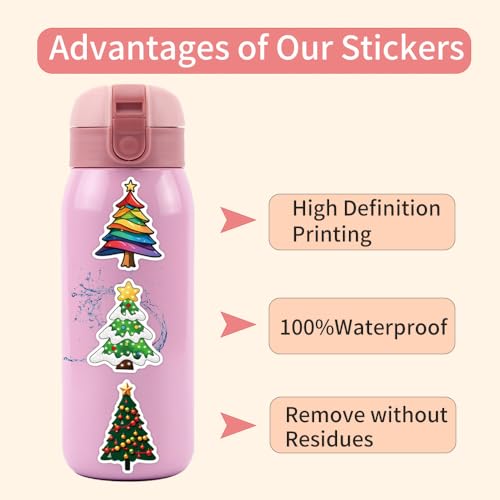 Kerstboom Sticker Set Stickers voor tieners Volwassenen 50 stuks Kerstboom Waterdichte Vinyl Stickers Automotor Fiets Skateboard Snowboard Bagage Laptop Koffer Helm Motorfiets 3