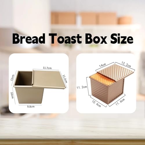 Brooddoos Brood bakken Broodvorm Brood Tin bakken Rechthoekig blad Broodpan Broodpan Brood Pan met deksel voor het bakken Brood Goud Oven bakken (12x11x10cm) 3
