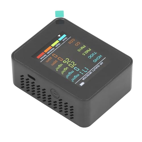 Luchtkwaliteit Monitor Detector Indoor LCD Backlight Screen Portable CO2 TVOC HCHO PM2.5 PM10 Tester met Alarm (BLACK)