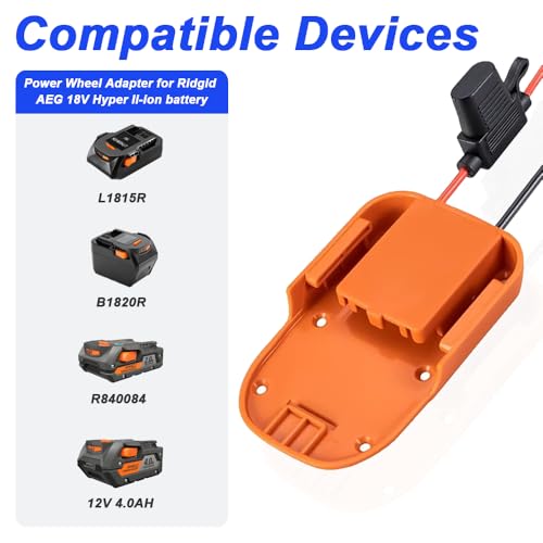 Wieladapter voor Ridgid 18V AEG Hyper Li-ion Battery Kit, Power Connection 14AWG Robotics met Fuse, Low Voltage Protection Module (Pack of 2) 3