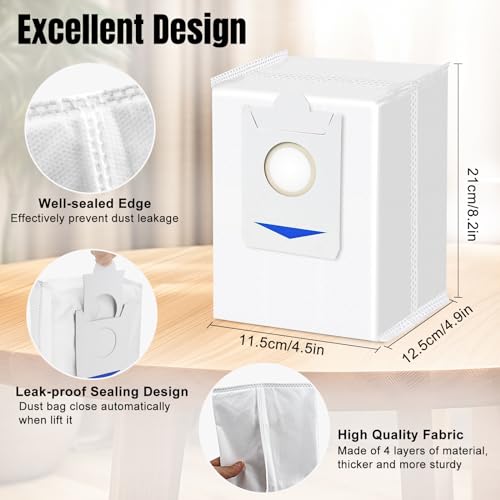 12PCS Stofzakken voor ECOVACS DEEBOT X2/X2 Omni/X2 Pro/DEX86 Stofzuiger Robotvervangingsonderdelen, Car-Leeg Station DDB030025 5