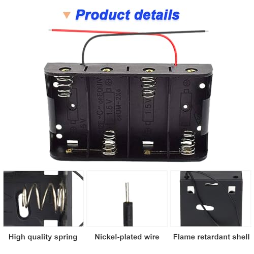 6 x 4 Slots Dubbele Draad Batterijhouder 6V D Maat met 20 Crocodile Clips 5